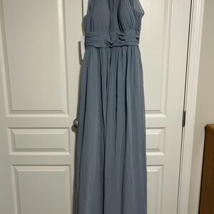 Azazie Camella Women's Pleated Sleeveless Maxi Dress - Dusty Blue